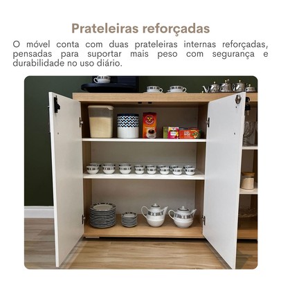 Armário para Escritório Tamburato 2 Portas 4 Prateleiras Carvalho/Branco - Artany Móveis