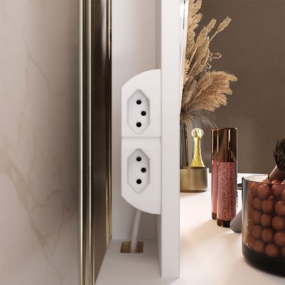 Penteadeira Glamour 1 Gaveta com Espelho e Led Branco/Freijó - Artany Móveis