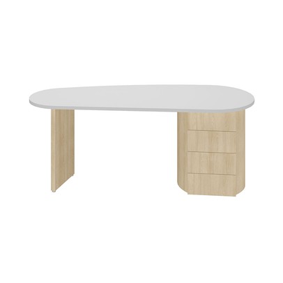 Mesa para Escritório Ovale 4 Gavetas Branco/Carvalho - Artany Móveis