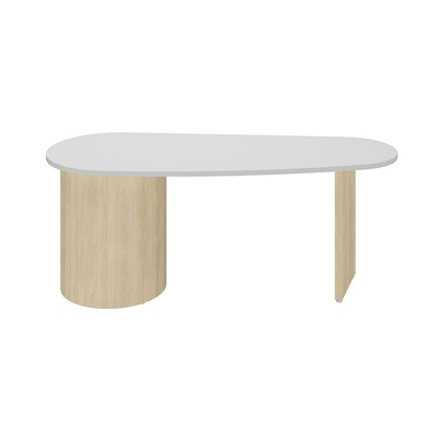 Mesa para Escritório Ovale 4 Gavetas Branco/Carvalho - Artany Móveis