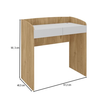 Mesa para Escritório Petit 2 Gavetas Canelado Olmo/Branco - Artany Móveis
