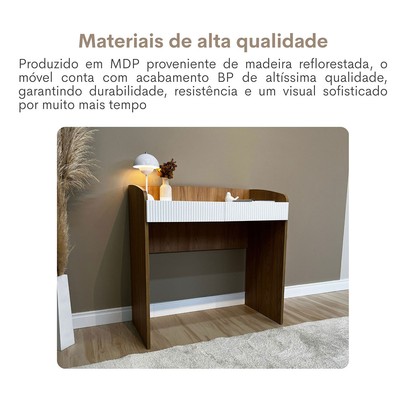 Mesa para Escritório Petit 2 Gavetas Canelado Olmo/Branco - Artany Móveis