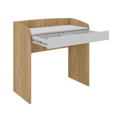 Mesa para Escritório Petit 2 Gavetas Canelado Olmo/Branco - Artany Móveis
