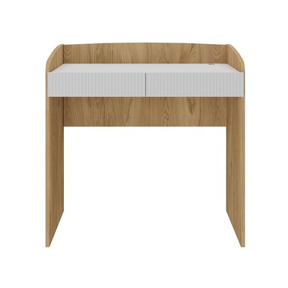 Mesa para Escritório Petit 2 Gavetas Canelado Olmo/Branco - Artany Móveis