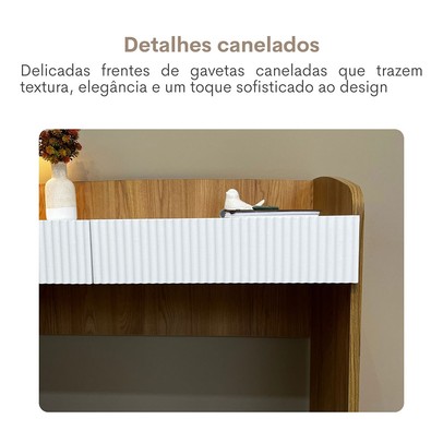Mesa para Escritório Petit 2 Gavetas Canelado Olmo/Branco - Artany Móveis