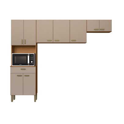 Cozinha Compacta Zurique 9 Portas 1 Gaveta Freijó/Camurça- Indekés