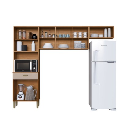 Cozinha Compacta Zurique 9 Portas 1 Gaveta Freijó/Camurça- Indekés