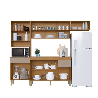 Cozinha Completa Zurique 12 Portas 2 Gavetas 6226 Freijó/Camurça - Indékes