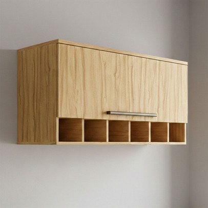 Armário Aéreo Cozinha 80 Cm Napoli 1 Porta 100% Mdf Amêndoa - Rio Doce