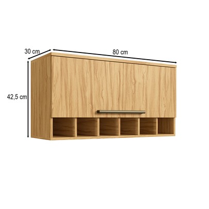 Armário Aéreo Cozinha 80 Cm Napoli 1 Porta 100% Mdf Amêndoa - Rio Doce