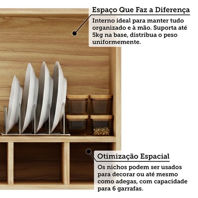Armário Aéreo Cozinha 80 Cm Napoli 1 Porta 100% Mdf Amêndoa - Rio Doce