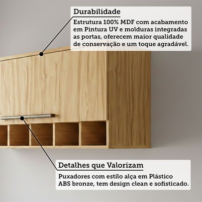 Armário Aéreo Cozinha 80 Cm Napoli 1 Porta 100% Mdf Amêndoa - Rio Doce