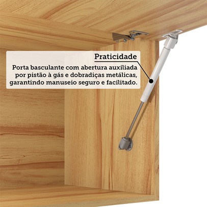 Armário Aéreo Cozinha 80 Cm Napoli 1 Porta 100% Mdf Amêndoa - Rio Doce
