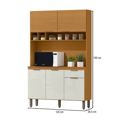 Cozinha Compacta Liz 5 Portas 1 Gaveta Cinamomo/Off White - Mx Móveis