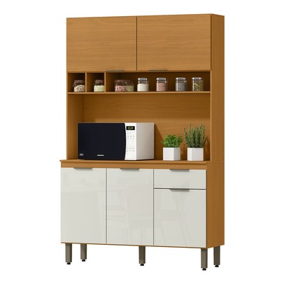 Cozinha Compacta Liz 5 Portas 1 Gaveta Cinamomo/Off White - Mx Móveis