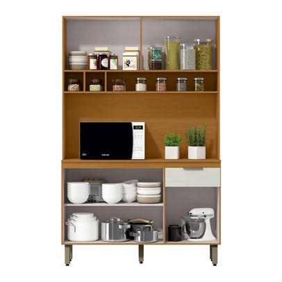 Cozinha Compacta Liz 5 Portas 1 Gaveta Cinamomo/Off White - Mx Móveis