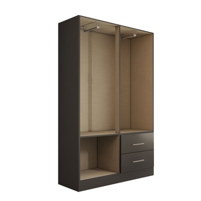 Guarda-Roupa Solteiro Paraná 4 Portas 2 Gavetas com Espelho Preto - Panorama Móveis