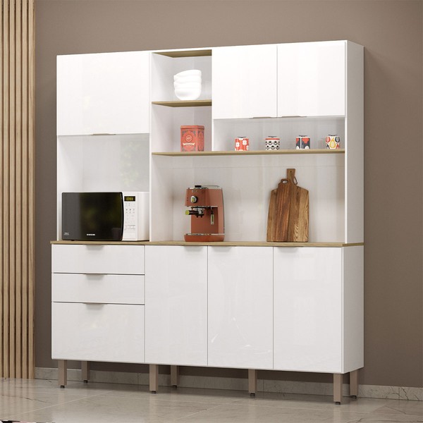 Cozinha Compacta Boreal 5 Portas 2 Gavetas Branco - Mx Móveis