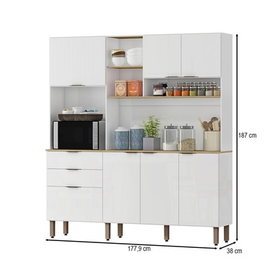 Cozinha Compacta Boreal 5 Portas 2 Gavetas Branco - Mx Móveis