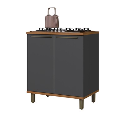 Balcão de Cozinha 80cm Munique 2 Portas Chumbo - Indékes