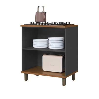 Balcão de Cozinha 80cm Munique 2 Portas Chumbo - Indékes