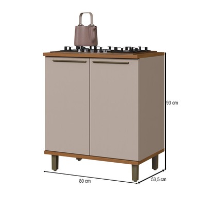 Balcão de Cozinha 80cm Munique 2 Portas Camurça - Indékes