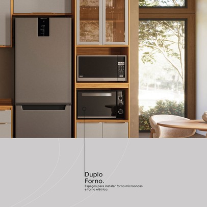 Paneleiro Plena Duplo Forno 4 Portas com Vidro Reflecta Cinamon/Nude - Demóbile