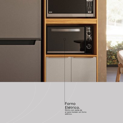 Paneleiro Plena Duplo Forno 4 Portas com Vidro Reflecta Cinamon/Nude - Demóbile