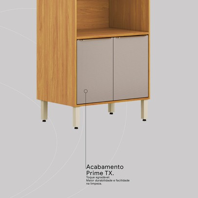 Paneleiro Plena Duplo Forno 4 Portas com Vidro Reflecta Cinamon/Nude - Demóbile