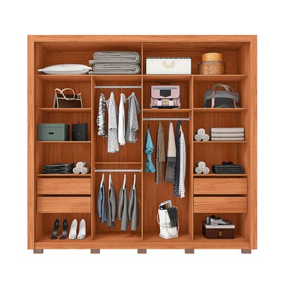 Guarda-Roupa Casal Romanus 2 Portas 4 Gavetas com Espelho Ripado Freijó/Off White - Caemmun