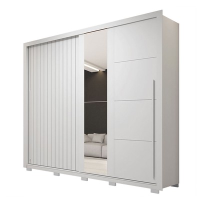 Guarda-Roupa Casal Romanus 2 Portas 4 Gavetas com Espelho Branco - Caemmun