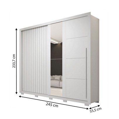 Guarda-Roupa Casal Romanus 2 Portas 4 Gavetas com Espelho Branco - Caemmun