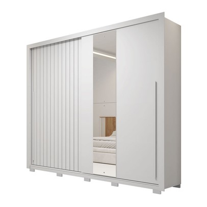Guarda-Roupa Casal Romanus 2 Portas 4 Gavetas com Espelho Branco - Caemmun