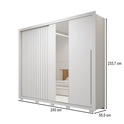 Guarda-Roupa Casal Romanus 2 Portas 4 Gavetas com Espelho Branco - Caemmun