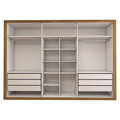 Guarda-Roupa Casal Classic 6 Portas 6 Gavetas 100% Mdf com Espelho Cinamomo/Off White - Panorama Moveis