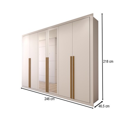 Guarda-Roupa Casal Classic 6 Portas 6 Gavetas 100% Mdf com Espelho Branco - Panorama Móveis