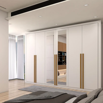 Guarda-Roupa Casal Classic 6 Portas 6 Gavetas 100% Mdf com Espelho Branco - Panorama Móveis