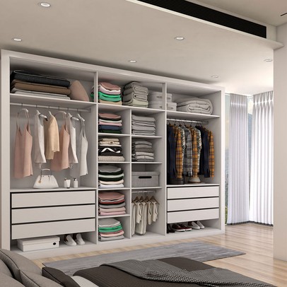 Guarda-Roupa Casal Classic 6 Portas 6 Gavetas 100% Mdf com Espelho Branco - Panorama Móveis