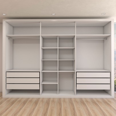 Guarda-Roupa Casal Classic 6 Portas 6 Gavetas 100% Mdf com Espelho Branco - Panorama Móveis