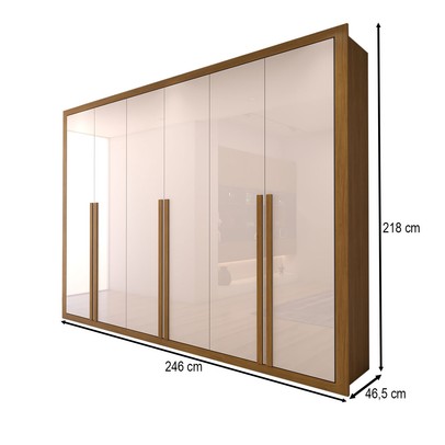 Guarda-Roupa Casal Classic 6 Portas 6 Gavetas 100% Mdf Cinamomo/Off White - Panorama Móveis