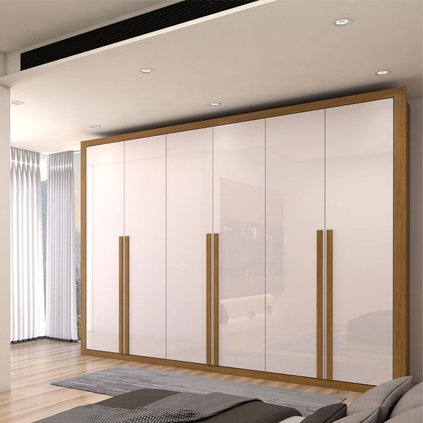 Guarda-Roupa Casal Classic 6 Portas 6 Gavetas 100% Mdf Cinamomo/Off White - Panorama Móveis