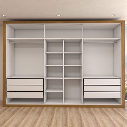 Guarda-Roupa Casal Classic 6 Portas 6 Gavetas 100% Mdf Cinamomo/Off White - Panorama Móveis