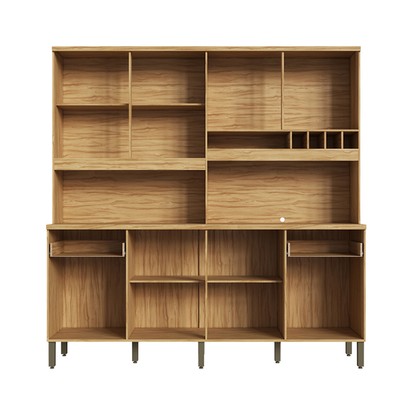 Cozinha Compacta Cabernet Prime 8 Portas 2 Gavetas 100% Mdf Amêndoa/Off White - Rio Doce