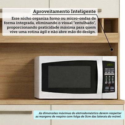 Cozinha Compacta Cabernet Prime 8 Portas 2 Gavetas 100% Mdf Amêndoa/Off White - Rio Doce