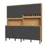Cozinha Compacta Cabernet Prime 8 Portas 2 Gavetas 100% Mdf Amêndoa/Chumbo - Rio Doce