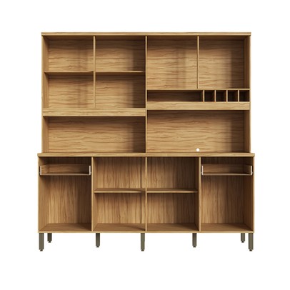 Cozinha Compacta Cabernet Prime 8 Portas 2 Gavetas 100% Mdf Amêndoa/Chumbo - Rio Doce