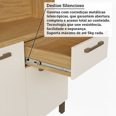 Cozinha Compacta Pinot 4 Portas 1 Gaveta 100% Mdf Amêndoa/Off White - Rio Doce