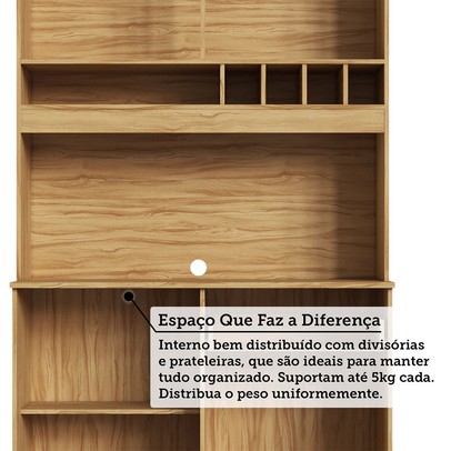 Cozinha Compacta Pinot 4 Portas 1 Gaveta 100% Mdf Chumbo/Amêndoa - Rio Doce