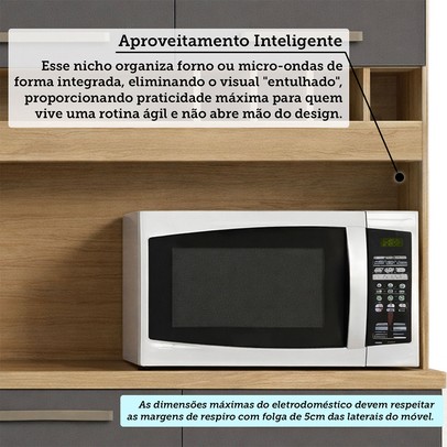 Cozinha Compacta Pinot 4 Portas 1 Gaveta 100% Mdf Chumbo/Amêndoa - Rio Doce