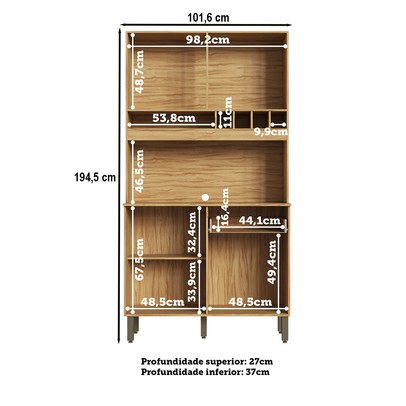 Cozinha Compacta Pinot 4 Portas 1 Gaveta 100% Mdf Chumbo/Amêndoa - Rio Doce